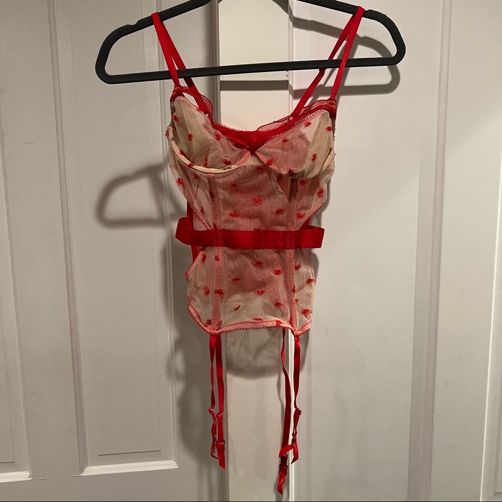 Victorias secret valentines day mesh heart bustier long